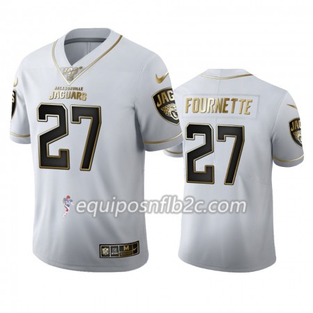 Camiseta Hombre NFL Jacksonville Jaguars Leonard Fournette 27 Nike Blanco Golden Edition 100th